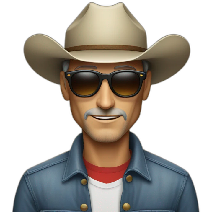 Steve Jobs with sunglasses and a cowboyhat emoji