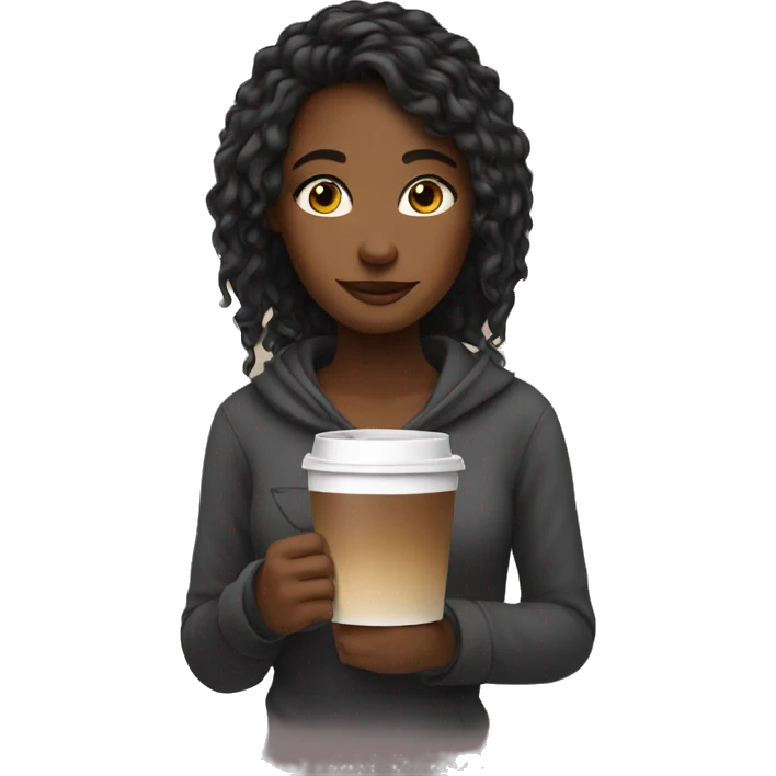 A girl chill with a coffee emoji