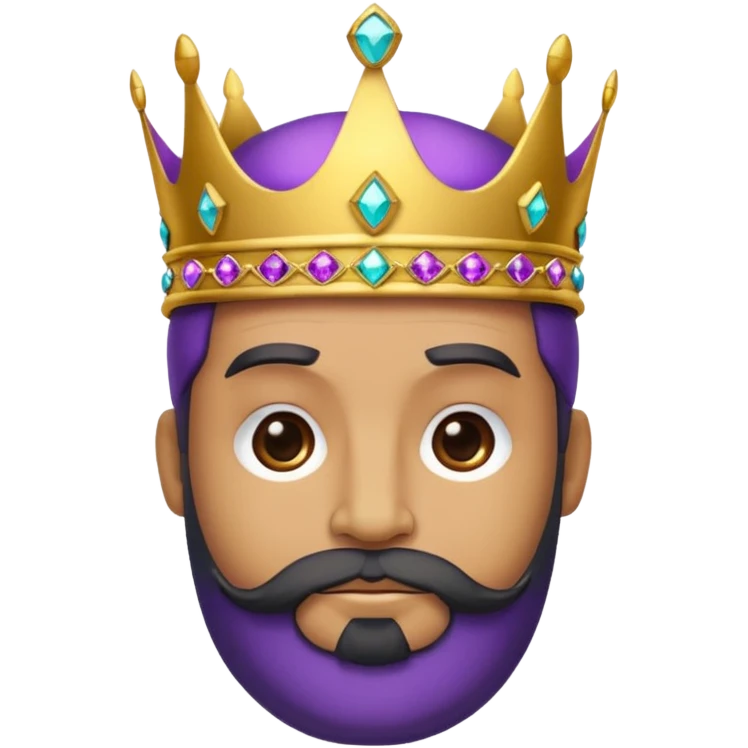 Create a cartoon-style emoji of Baltasar, one of the Three Wise Men. Only show his face and crown. He is older, with a black beard, and a purple and gold jeweled crown. Express warmth and wisdom. Colorful and simple, suitable as an emoji. emoji