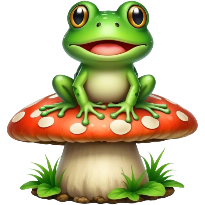 Frog on top of a mushroom emoji