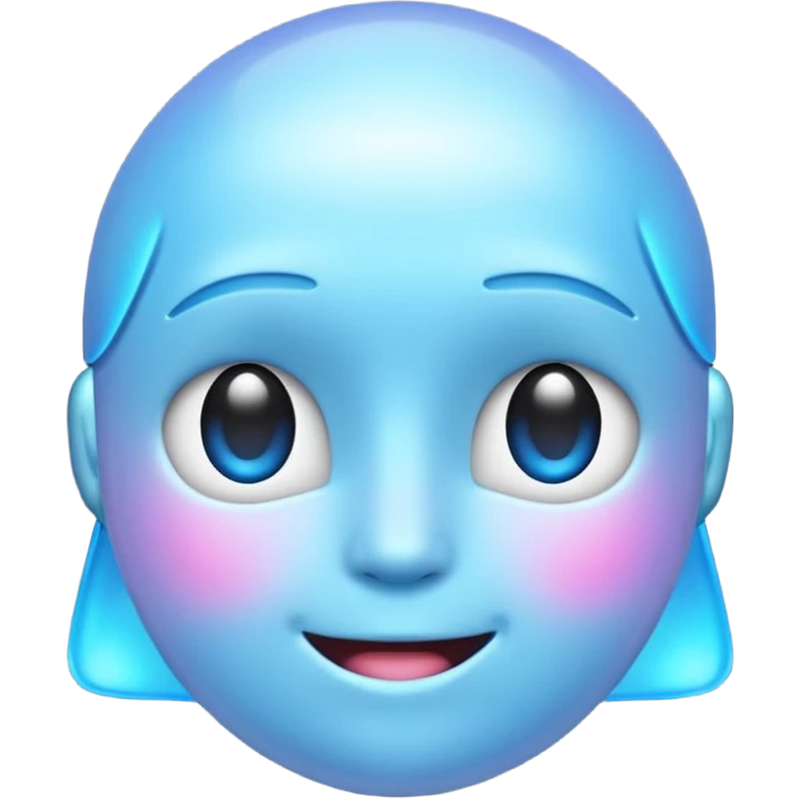 light blue AI emoji with a glowing effect emoji