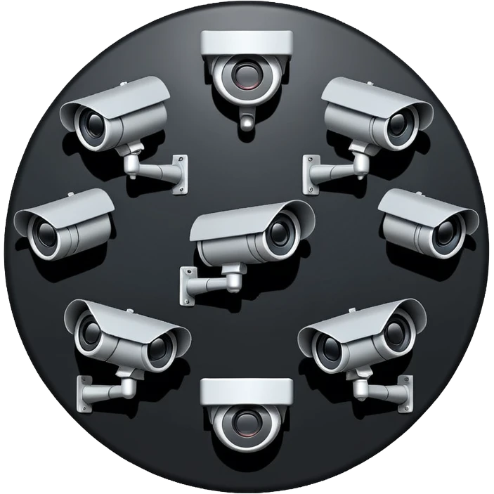 Looking down on a circle of CCTV cameras 2D view  emoji