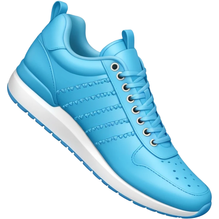 A 3D cartoon Sky Blue sneaker with soft texture, lace-up detail, and smooth reflections, isolated on plain background, Memoji-style. emoji