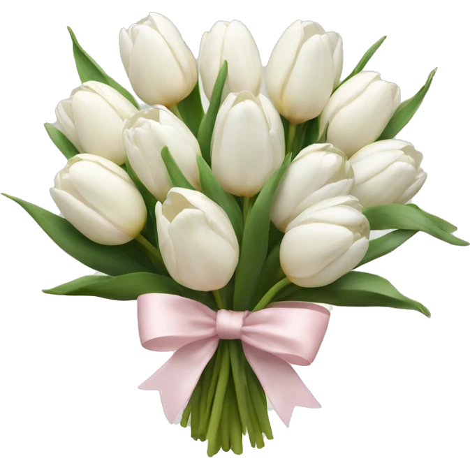 White tulips bouquet with light pink bow  emoji