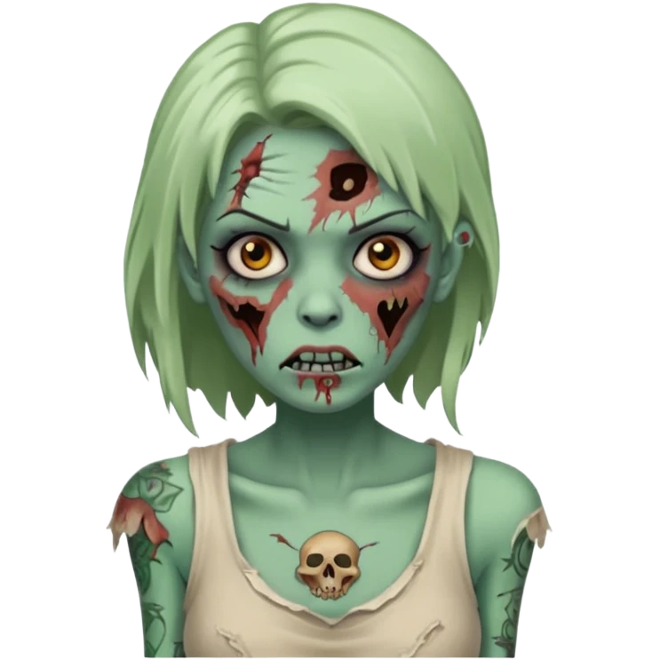 zombie woman with tattoos emoji