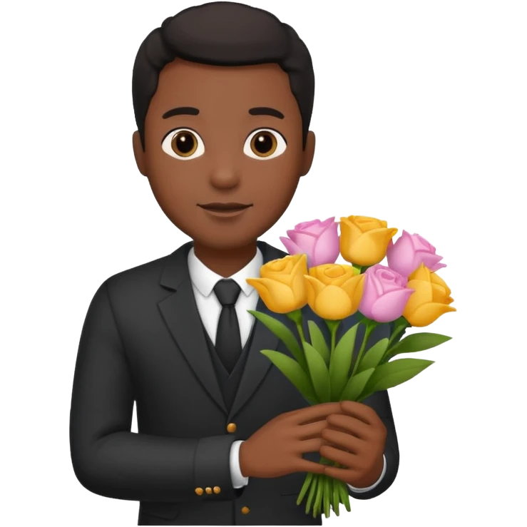 Black Male hand give a bogue of flowers emoji