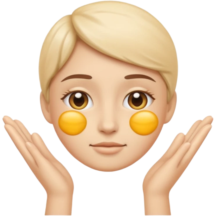 Minimal emoji representing reduced facial puffiness, soft hand gesture shaping the face contour, balanced and natural appearance, wellness-focused, simple and easy to understand
 emoji