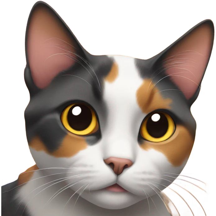 Calico cat watching a sunset emoji