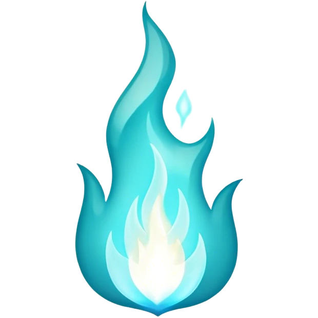 Cyan Colored flame emoji