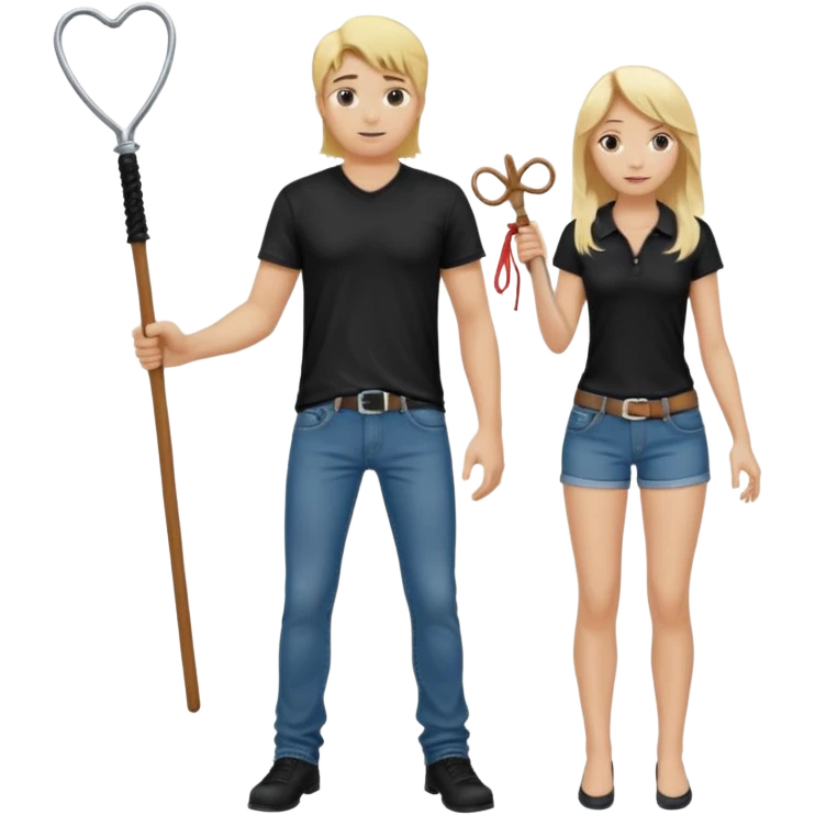 Bdsm male dominant wearing jeans black T-shirt and holding a flogger watching from outside blonde long hair sub with a collar showering with suds all over her emoji