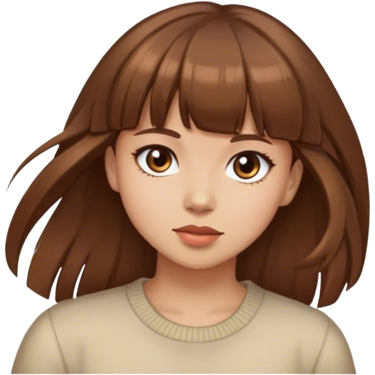 Girl with brown hair bangs emoji