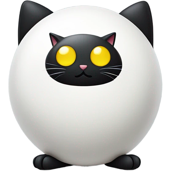 A white ball dude drive sitting on top of a black cat emoji