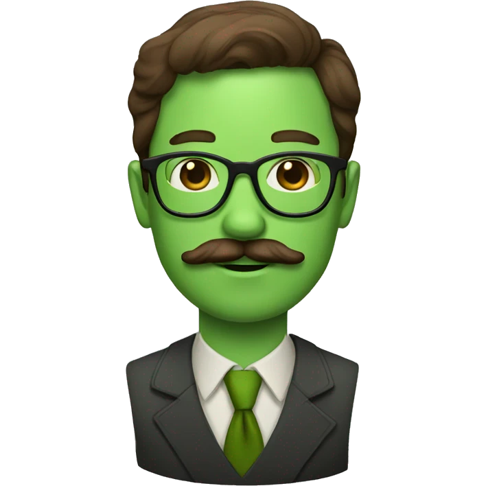 mustache man with glasses with green skin brown hair emoji