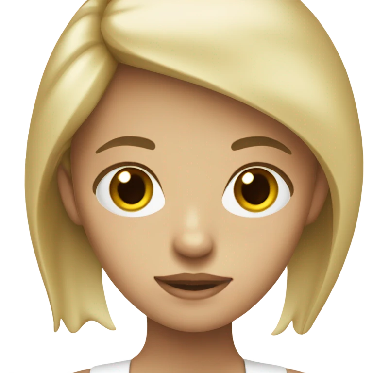 Dark blonde girl with dark eyes and white top emoji
