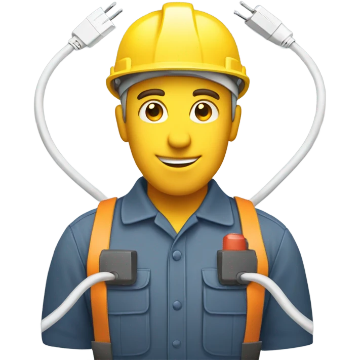 electrician holding two cables, lightning between them emoji