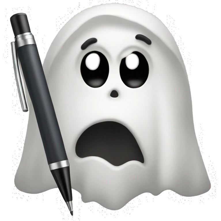 ghost writing with large pen emoji