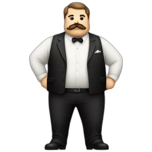 20s gangster full body, white man overweight fat mustache emoji