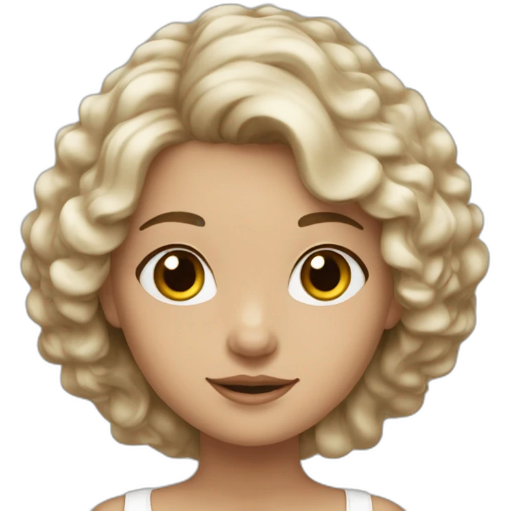 Fille blanche couette cheveux marron emoji