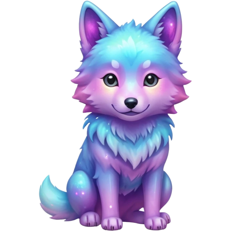 kawaii cute colorful shiny pastel nebula wolf (full body) emoji