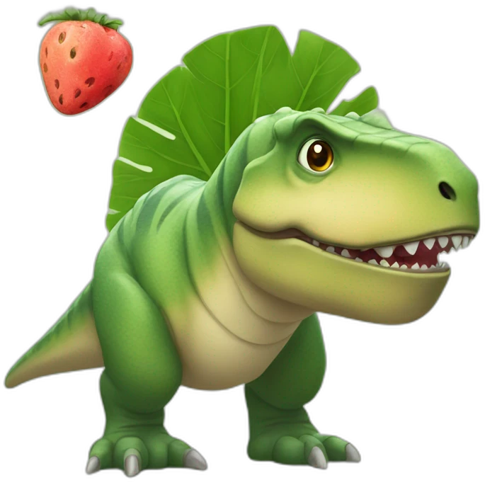 un dino ami avec une pasteque emoji