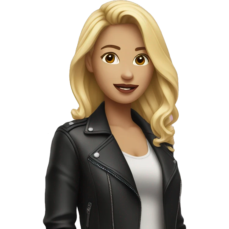 blonde in leather jacket outdoors emoji