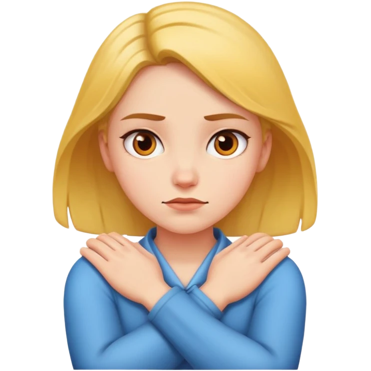 Girl with arms crossed around her neck mad emoji