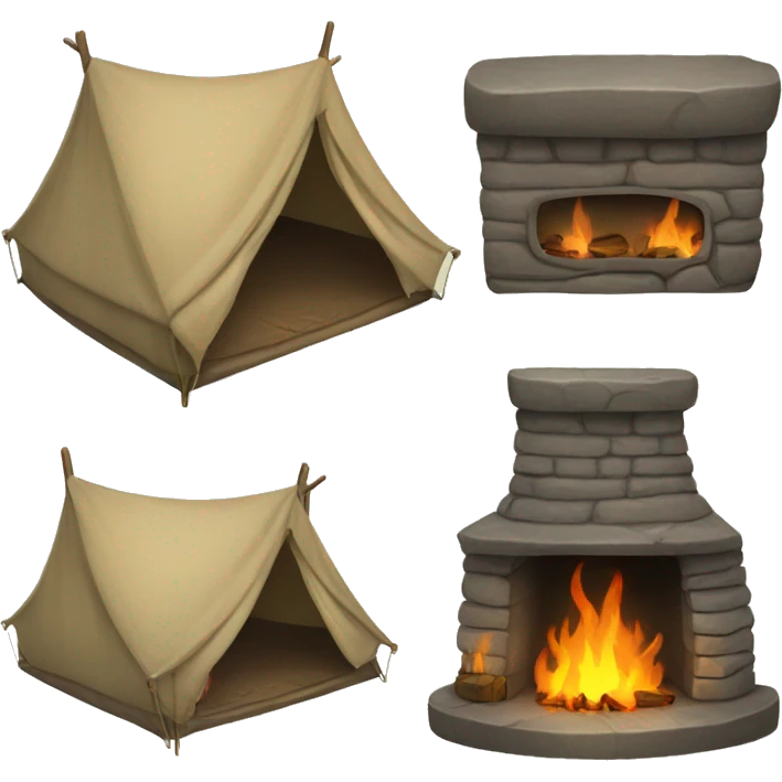 Camp tent with fireplace emoji