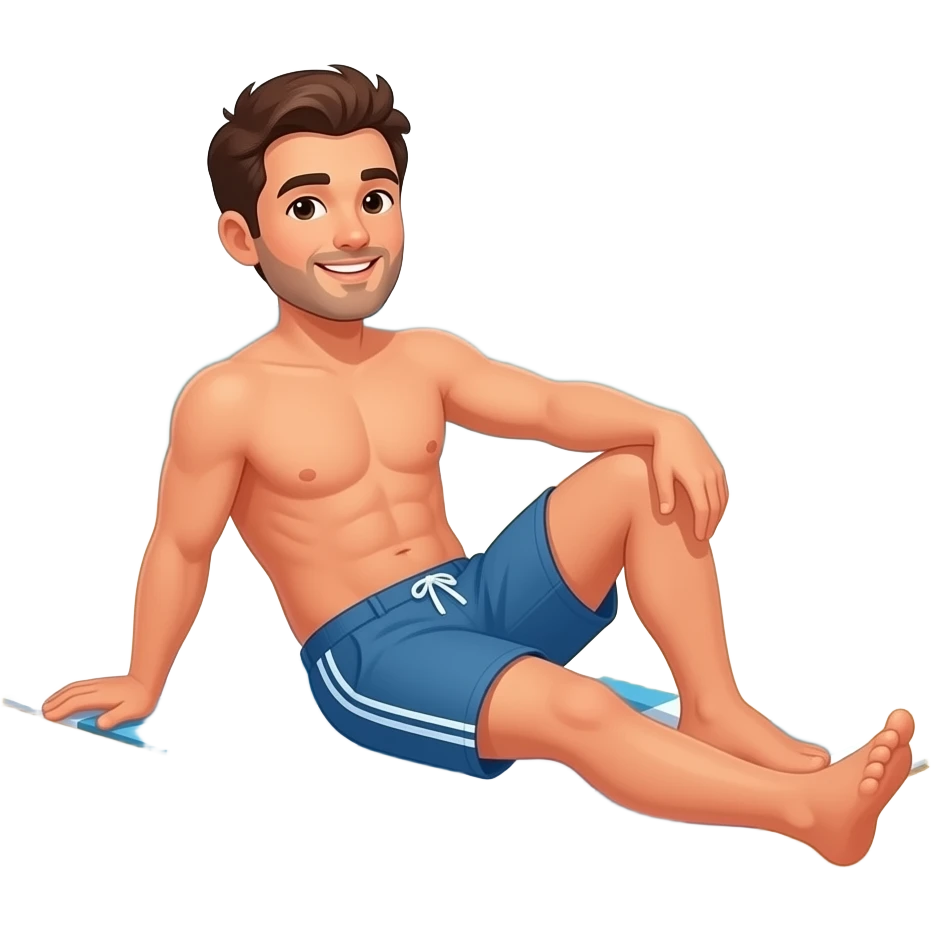 Erstellen ein Emoji von einem Mann der sich am Strand oder auf einer liege oder auf einem Handtuch in der Sonne sonnt emoji