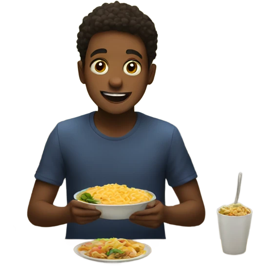 boys enjoying food indoors emoji