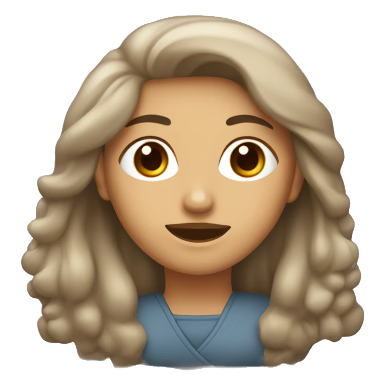 Mujer blanca con ojos marrones pelo castaño y largo emoji