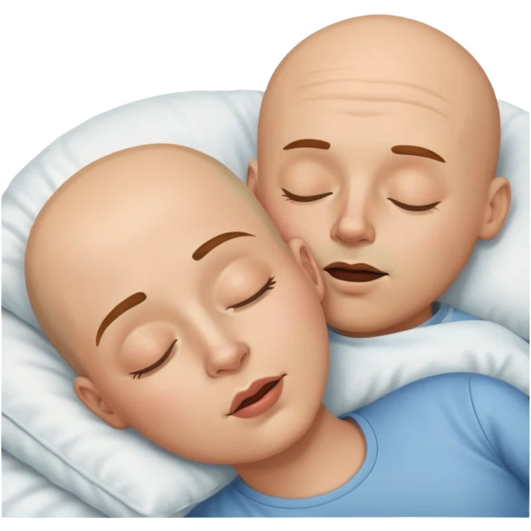 bald man and brown curly hair woman sleeping and snoring emoji