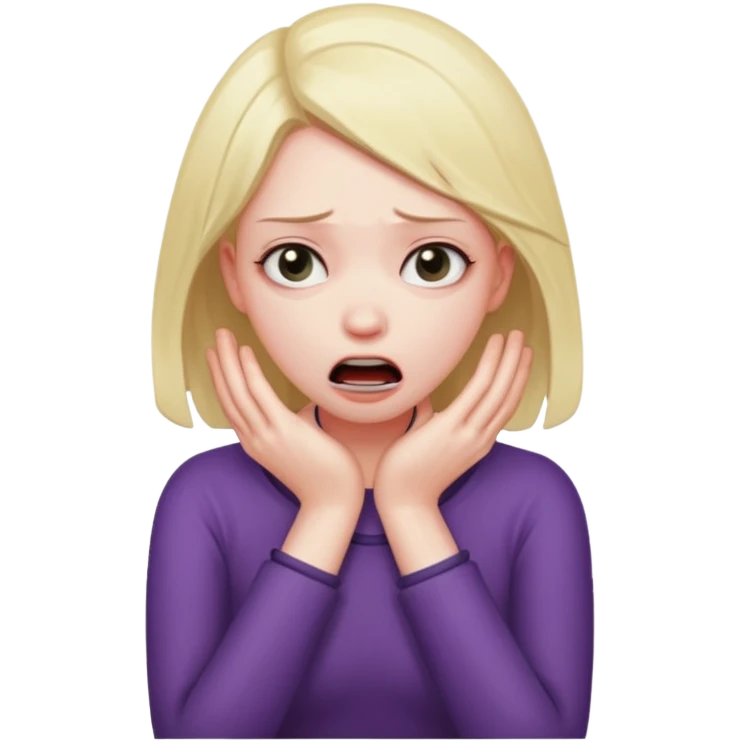 girl with a desperate face strangling herself emoji