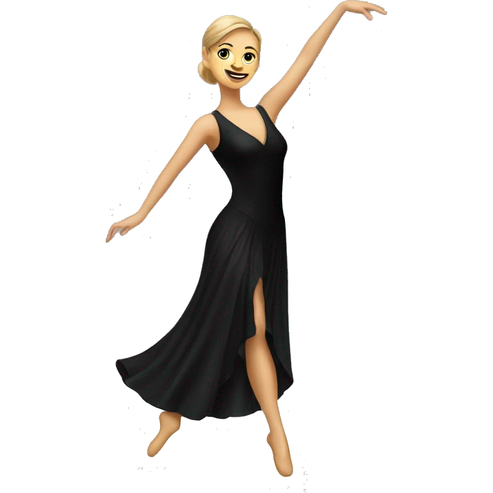 caucasian woman jazz dancer black attire emoji