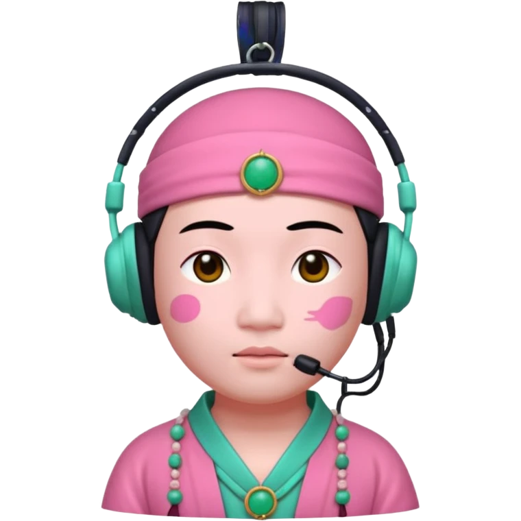 chinese Ming ancient with headphone, pink emoji
