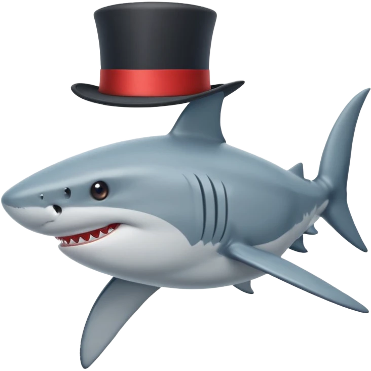 Shark with a top hat emoji