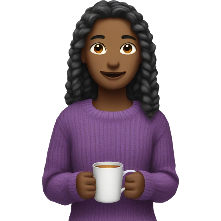 purple sweater and cup emoji