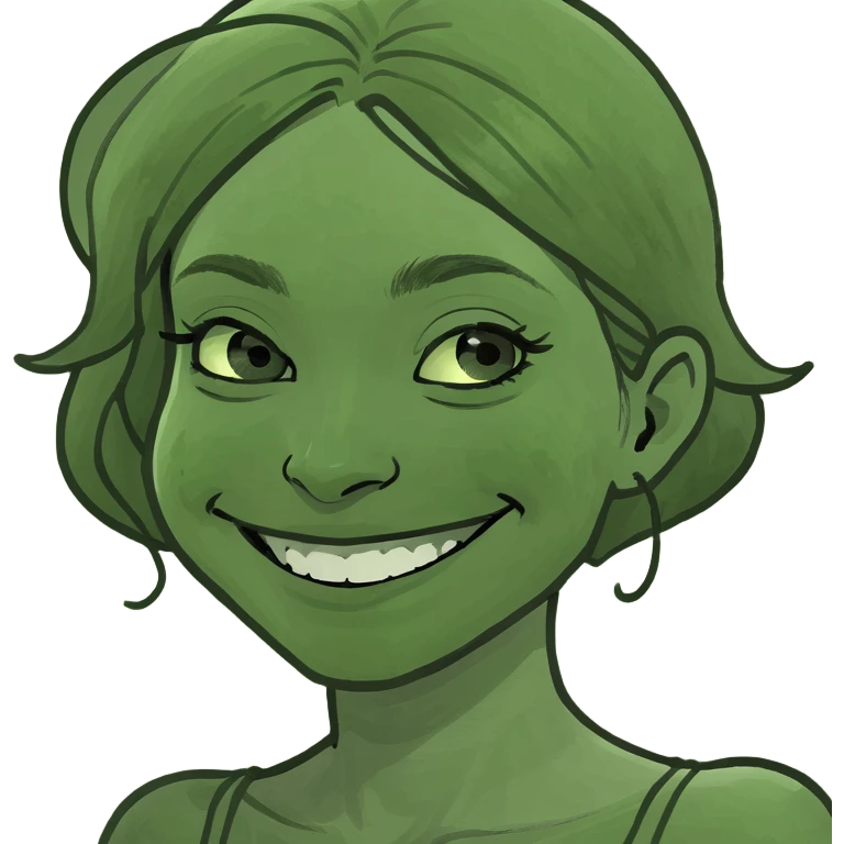 stressed girl with smile emoji