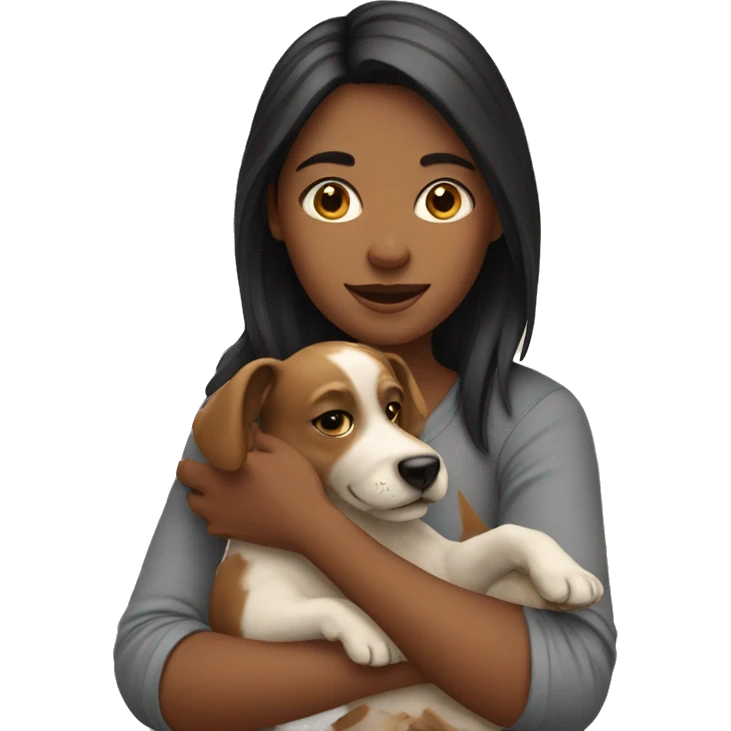Girl holding dog emoji