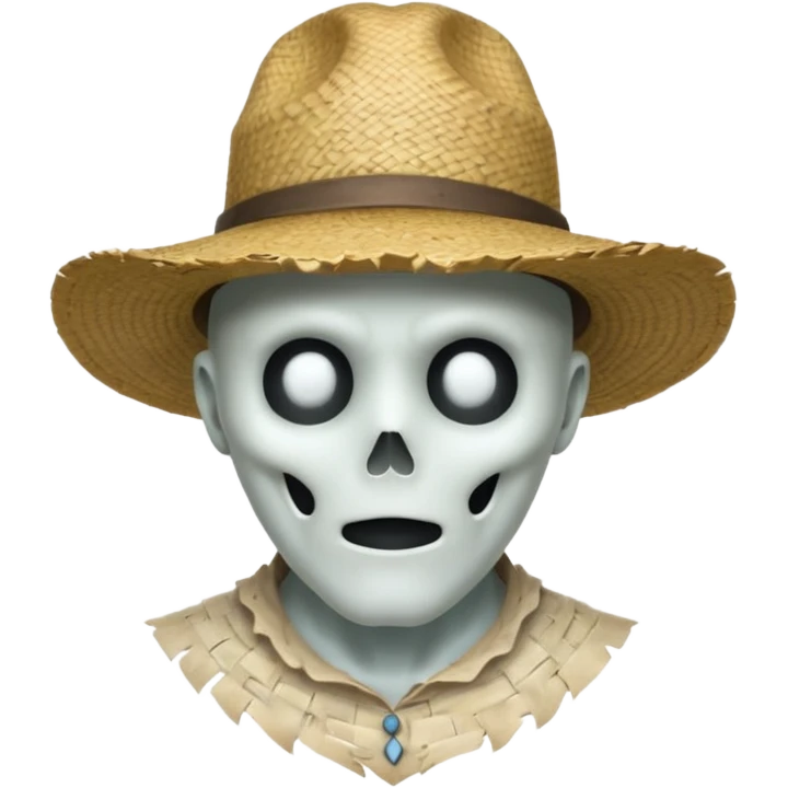 ghost farmer portrait, head and shoulders only, straw hat, spooky pale face, cracked skin, haunted vibe, 3D cartoon, mobile game icon style, clean background, no text, no watermark
 
 emoji