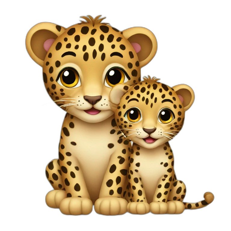 leopard avec son bébé emoji