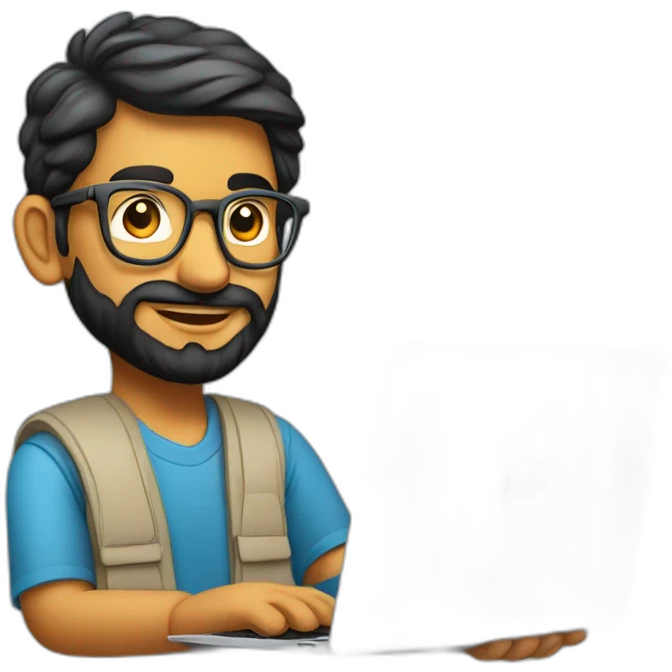 indian product designer ( from tamil nadu ) with a macbook air  emoji