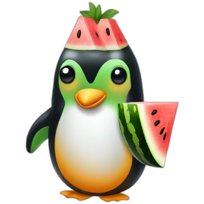 Penguin watermelon emoji