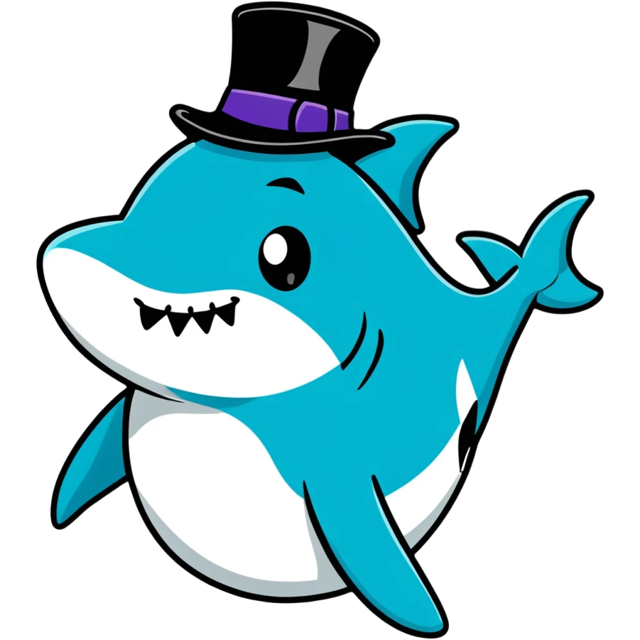 Shark with a top hat emoji