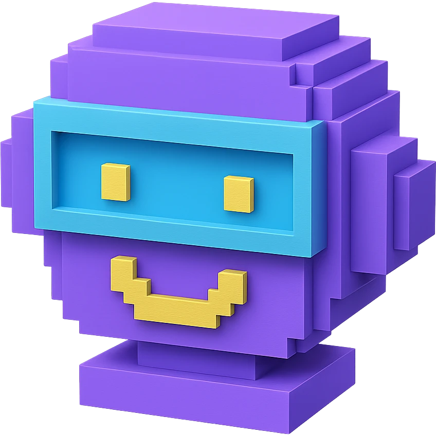 friendly robocop like ai sales teammate (head only) in purple color emoji
