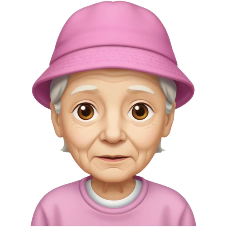 eldery with pink hat and shirt emoji