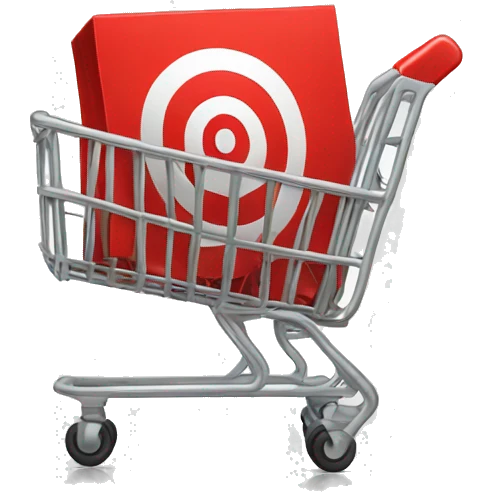 Red shopping cart with a target  emoji