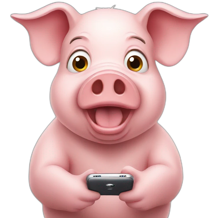 Pig with a mobile phone emoji
