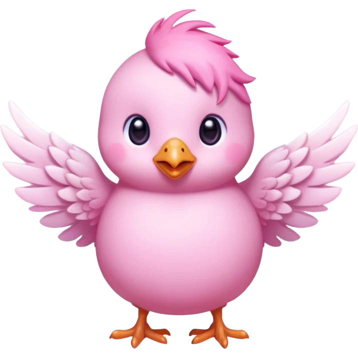 cute pink chick with small wings emoji, kawaii style, magical glow, pastel colors, transparent background, twitch emote emoji
