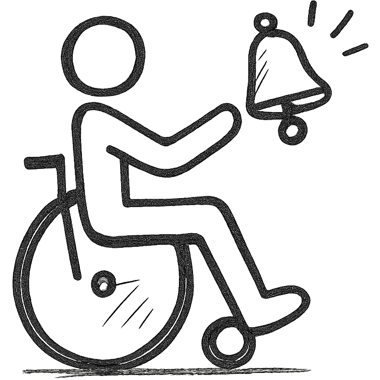 person in a wheelchair ringing a bell emoji