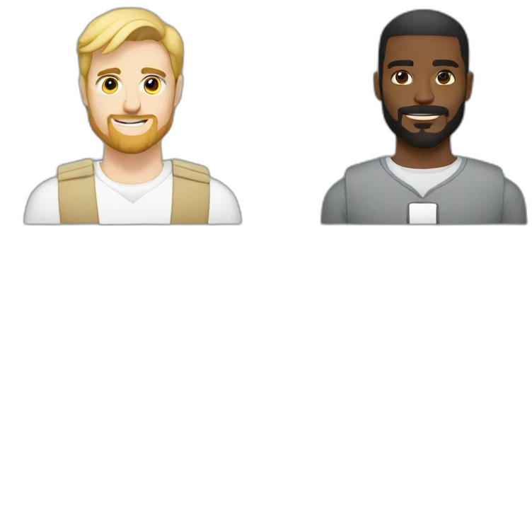 a blond bearded guy together with a black guy without a beard in an ATB uniform emoji
